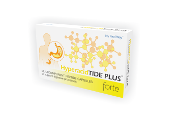 Peptidai esant padidėjusiam rūgštingumui „HyperacidTIDE PLUS forte“